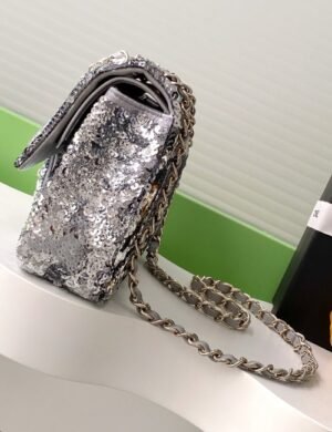 Chanel Silver Sequin Flap - Image 2