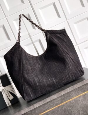 Chanel Denim Chain Tote - Image 4