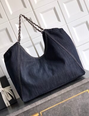 Chanel Denim Logo Tote Bag - Image 2