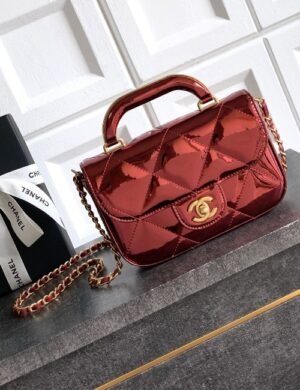 Chanel Coffee Burgundy Flap Bag - Image 1