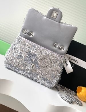 Chanel Silver Sequin Flap - Image 5