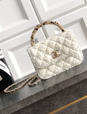 Chanel Tweed Pearl Handle Bag - Image 1