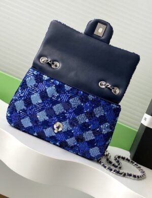 Chanel Blue Sequin Flap - Image 3