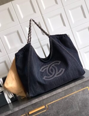 Chanel Denim Logo Tote Bag - Image 3