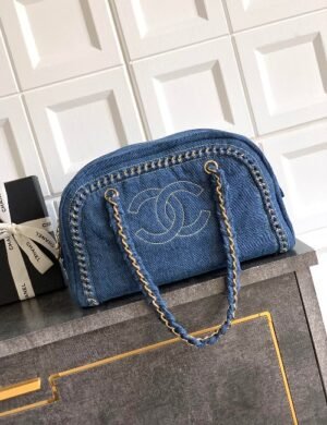Chanel Denim Bowling Bag - Image 1