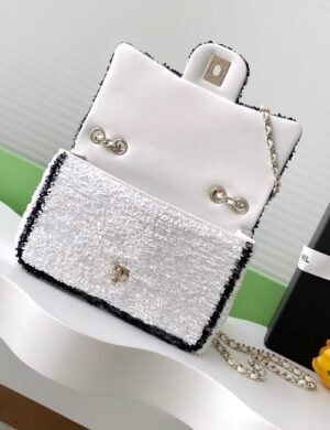 Chanel Black White Sequin Flap - Image 3