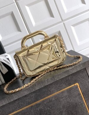 Chanel Gold Patent Flap Bag - Image 2