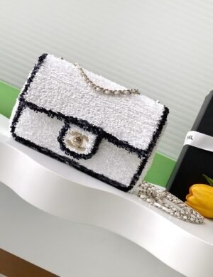 Chanel Black White Sequin Flap - Image 1