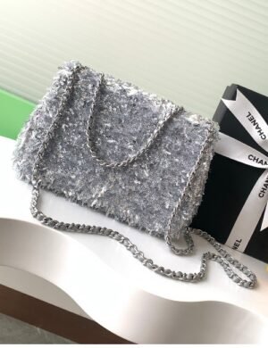 Chanel Silver Sequin Flap - Image 3