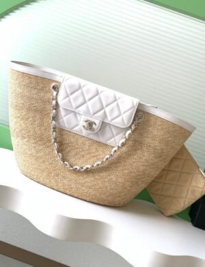 Chanel Raffia Basket Tote Bag - Image 2