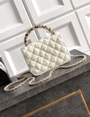 Chanel Tweed Pearl Handle Bag - Image 2