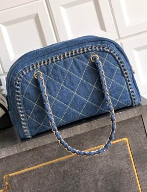 Chanel Denim Bowling Bag - Image 2